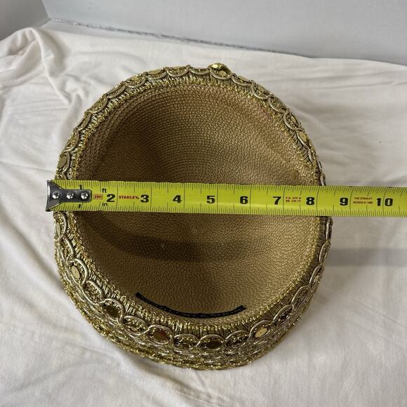 VTG Whittall & Shon Church Derby Pillbox Gold Button Sequins Statement Piece W main image 11